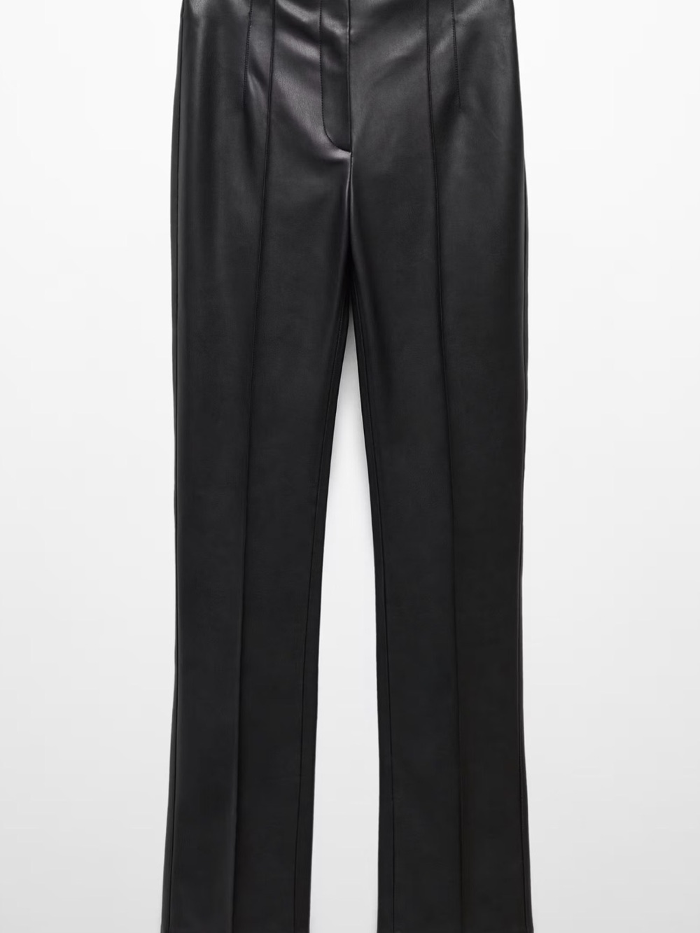 Mango Black Faux-Leather Flared Trousers - Picture 1 of 7